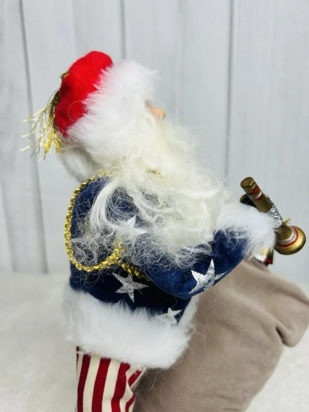 Byers Choice Carolers Patriotic Uncle Sam Santa Claus Red White Blue Vintage
